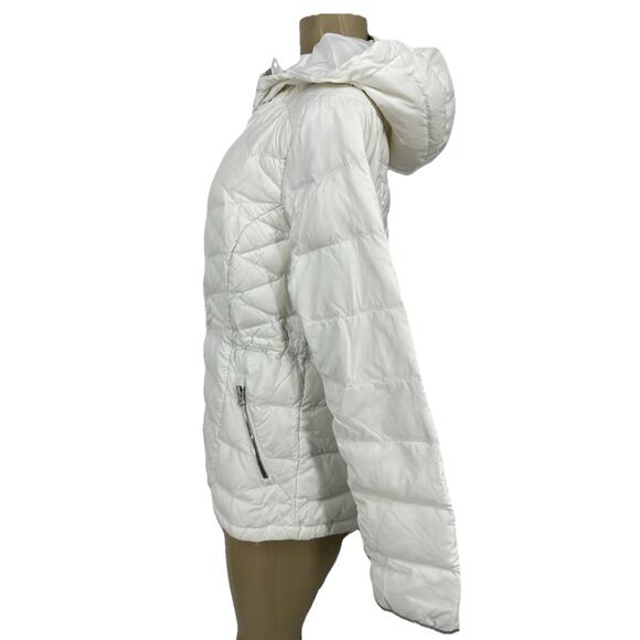 Athleta Small Women Full Zip Up Hooded Puffer Down Jacket Outdoor Light CLT - Picture 3 of 10